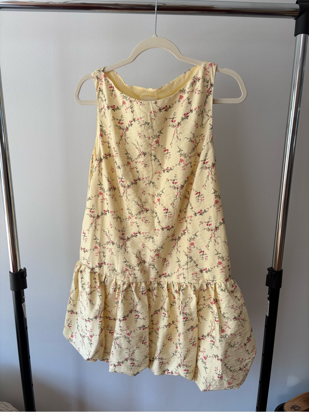 Women’s Yellow Floral Bubble Hem Dress